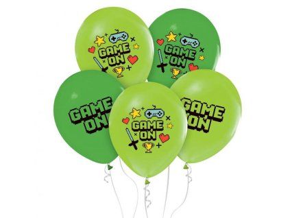 Balónky Game on, zelené, 5 ks