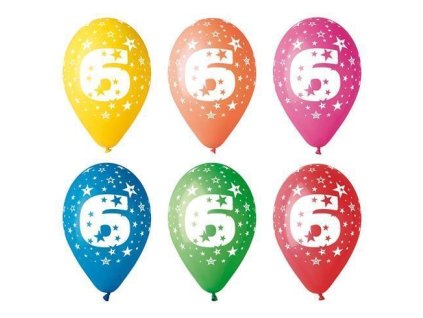 Balónky s číslem 6, 5 ks