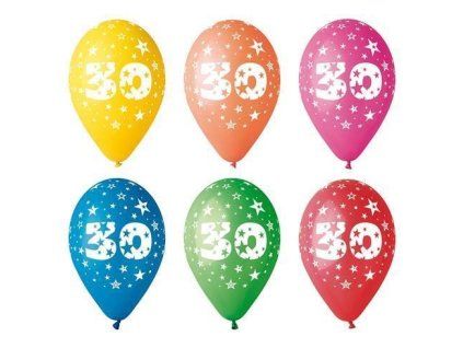 Balónky s číslem 30, 5 ks