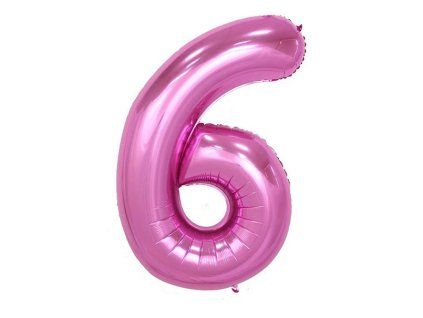 Balónek číslo 6, růžový, 40 cm