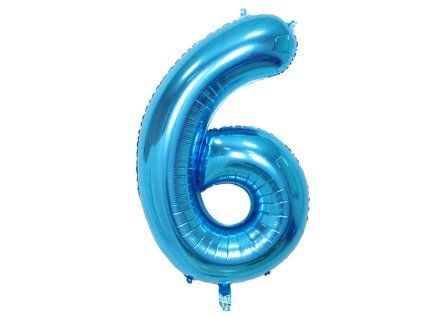 Balónek číslo 6, modrý, 40 cm