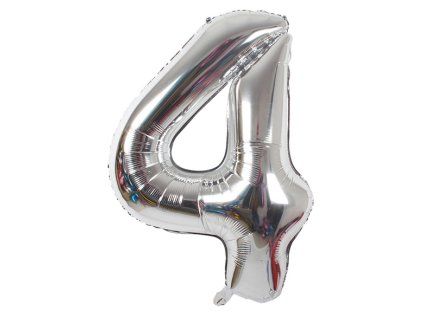 Balónek číslo 4, stříbrný, 40 cm
