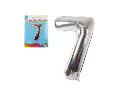 Balónek číslo 7, stříbrný, 40 cm