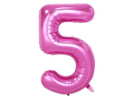 Balónek číslo 5, růžový, 40 cm