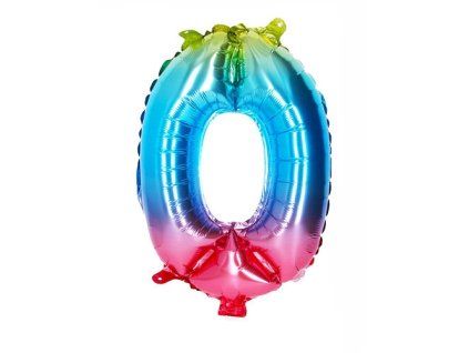 Balónek číslo 0, duhový, 40 cm