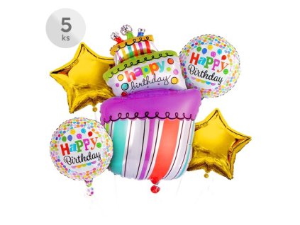 Balónky Happy Birthday, sada 5 ks