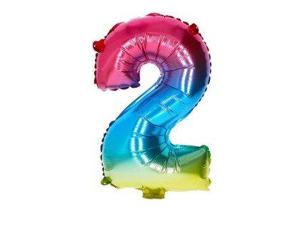 Balónek číslo 2, duhový, 40 cm