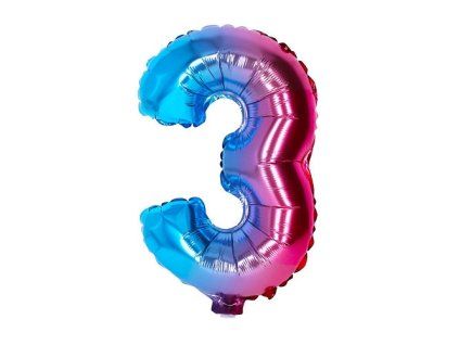 Balónek číslo 3, duhový, 40 cm