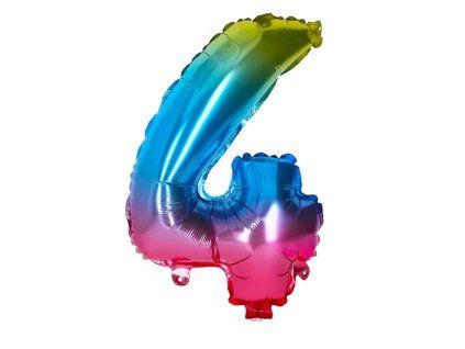 Balónek číslo 4, duhový, 40 cm