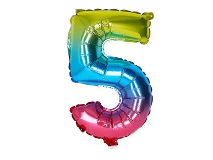 Balónek číslo 5, duhový, 40 cm