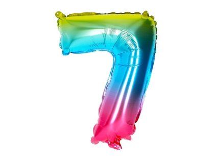 Balónek číslo 7, duhový, 40 cm