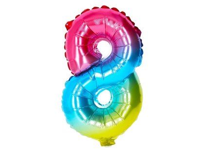 Balónek číslo 8, duhový, 40 cm