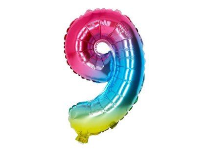Balónek číslo 9, duhový, 40 cm