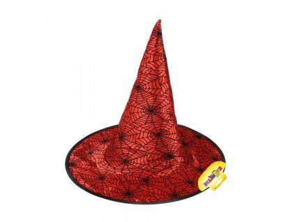 Klobouk čarodějnický, červený se třpytkami