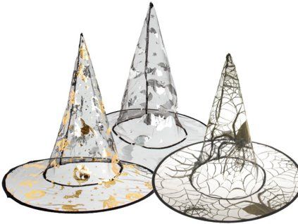 Klobouk čarodějnický, dětský, průsvitný