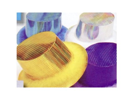 Klobouk hologram s peřím, různé barvy