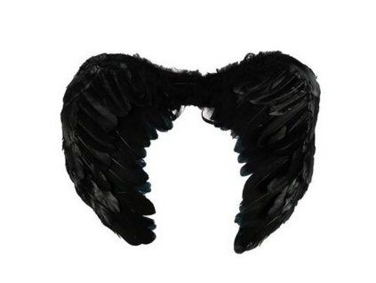 Křídla andělská černá s peřím, 45 x 35 cm