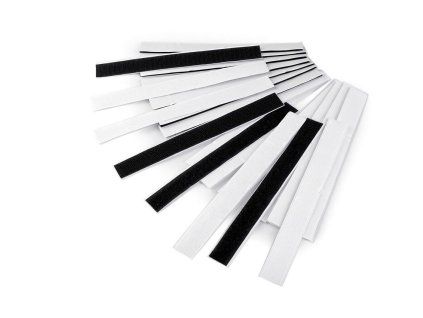 Suchý zip samolepící proužek, 2 x 20 cm, černý, 1 ks