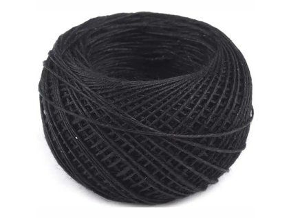 Niť režná (knoflíková), 100% len, 50 m, černá