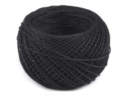 Niť režná (knoflíková), 100% len, 50 m, černá
