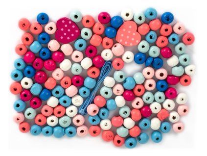 Korálky dřevěné barevné, 30 g