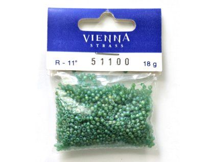 Korálky - rokajly, 2,2 mm, matné zelené, 18 g