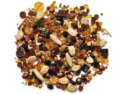 Korálky - směs, hnědá, 250 g