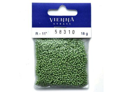 Korálky - rokajly, 2,2 mm, světle zelené, 18 g