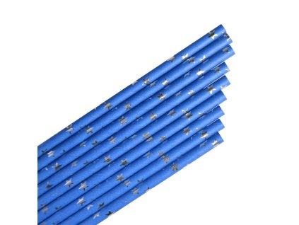 Brčka papírová modrá s hvězdičkami, 12 ks