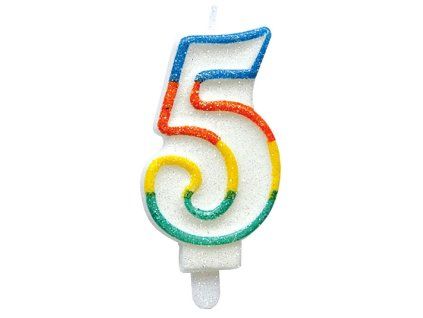 Dortová svíčka třpytivá číslo 5