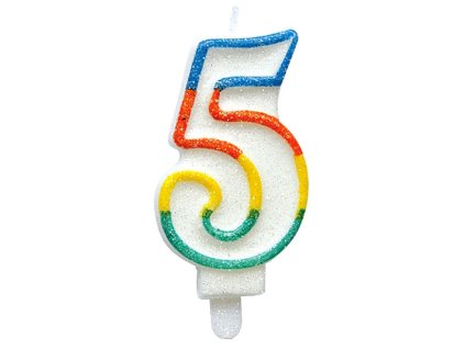 Dortová svíčka třpytivá číslo 5