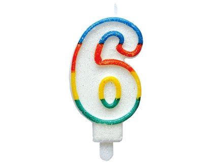 Dortová svíčka třpytivá číslo 6