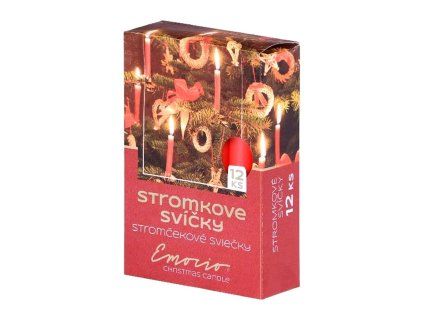 Svíčky stromkové, červené, 12 ks