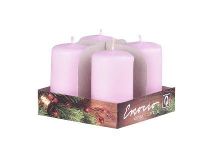 Svíčka válec světle růžová, 4 ks