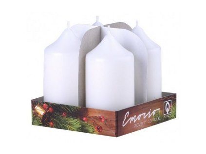 Svíčka válec bílá, 4 ks