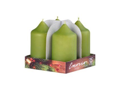 Svíčka válec olivová, 4 ks