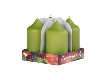 Svíčka válec olivová, 4 ks