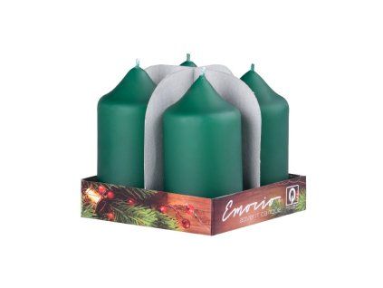 Svíčka válec tmavě zelená, 4 ks