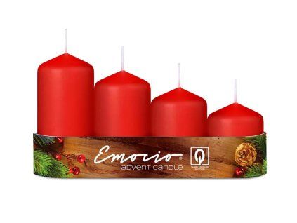 Svíčka válec stupně červená, 4 ks