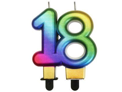 Dortová svíčka číslo 18, duhová