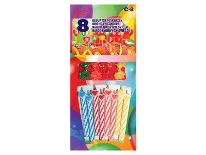 Dortové svíčky srdička, 8 ks