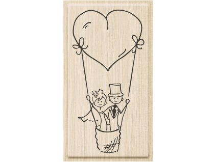 Razítko svatební - Pár v balónu, 4,5 x 9 cm