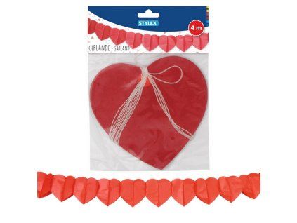 Girlanda Srdce červená, 4 m