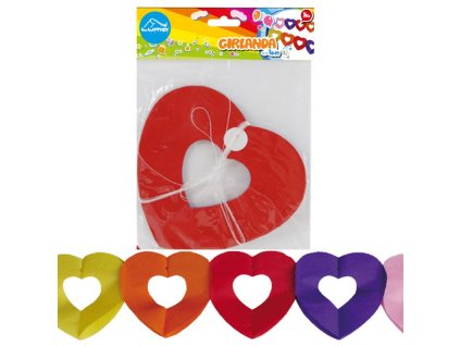 Girlanda Srdce barevná, 4 m