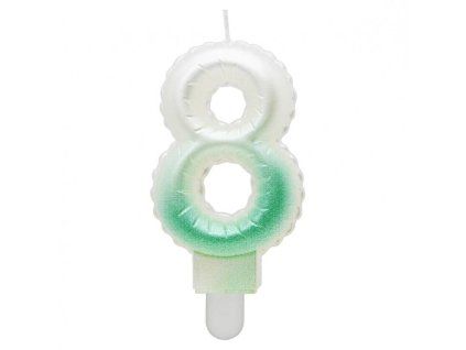 Dortová svíčka balónková číslo 8, bílo-zelená