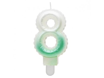 Dortová svíčka balónková číslo 8, bílo-zelená