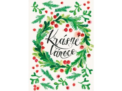 Přání BeBechy A6, kraft bílý - Krásné Vánoce