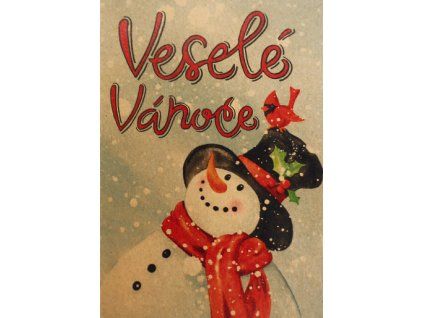 Přání BeBechy A6, kraft - Veselé Vánoce se sněhulákem