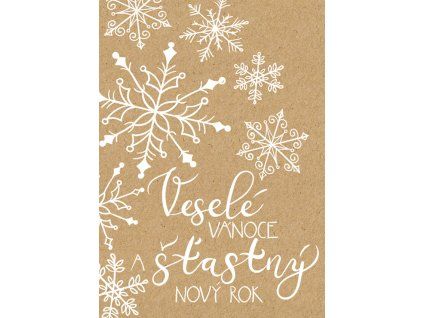 Přání BeBechy A6, kraft - Vločky