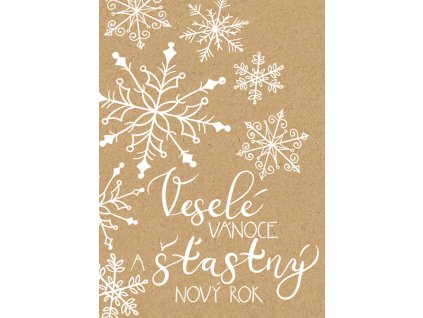 Přání BeBechy A6, kraft - Vločky